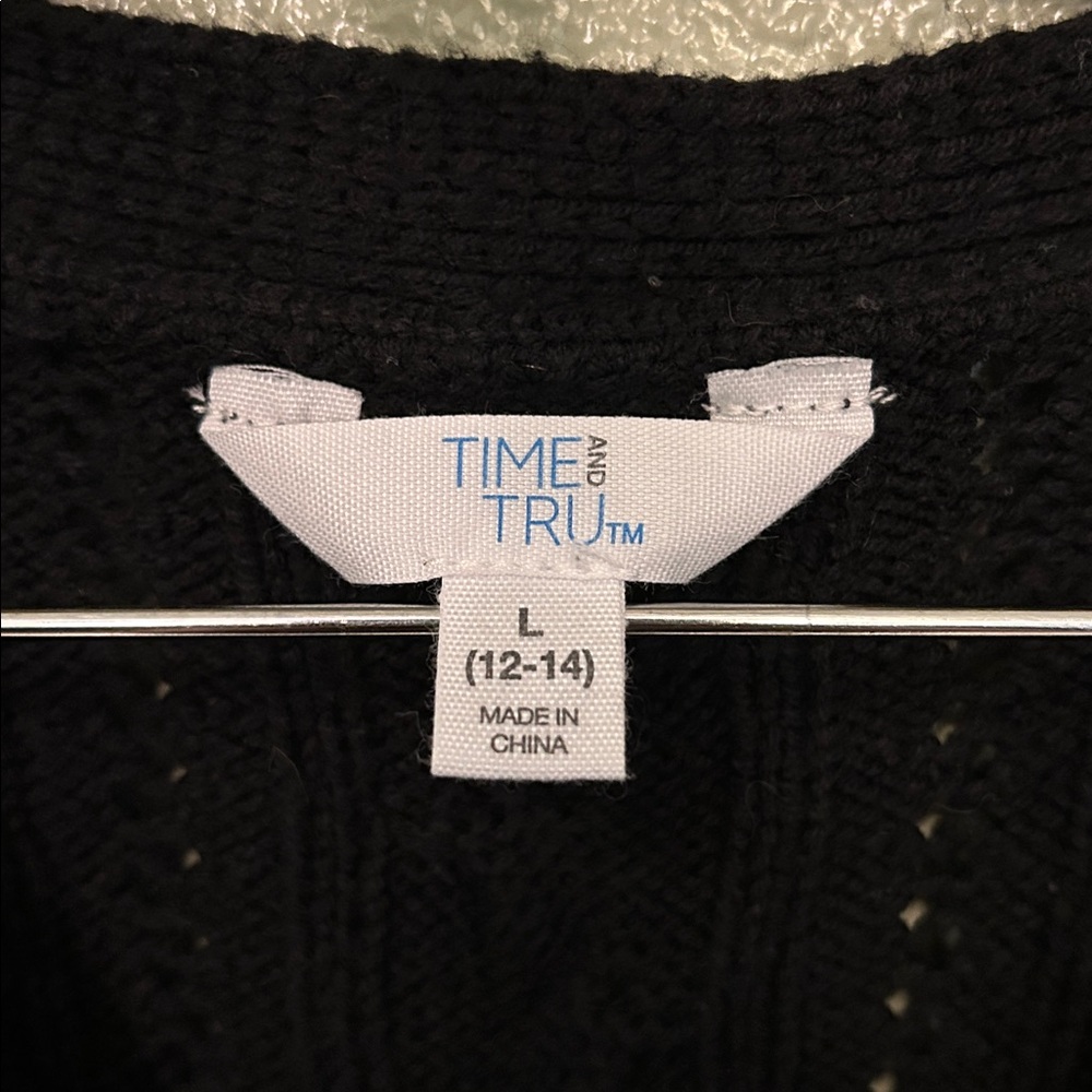 Time and Tru Black Button-Up Knit Cardigan - Picture 3 of 5
